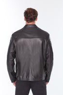 Neymar(Plus) Men's Black Leather Jacket | Derimod