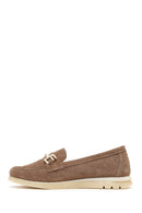 Kadın Vizon Bağcıklı Tokalı Süet Deri Comfort Loafer | Derimod