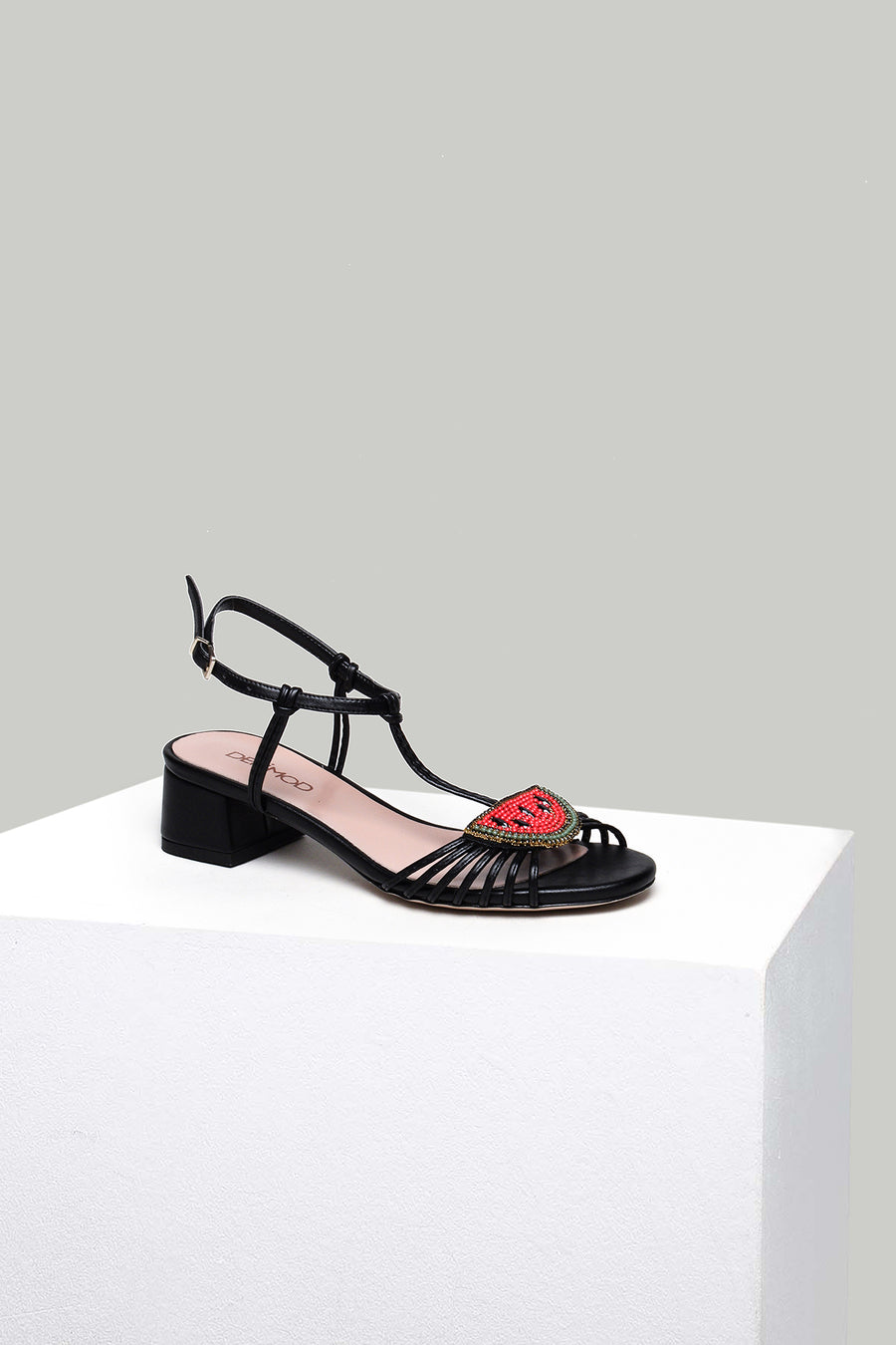 Watermelon Detailed Women's Heeled Leather Sandals 18SFD243418 | Derimod