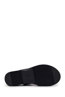 Woman Black Wedge Heel Leather Comfort Sandal | Derimod