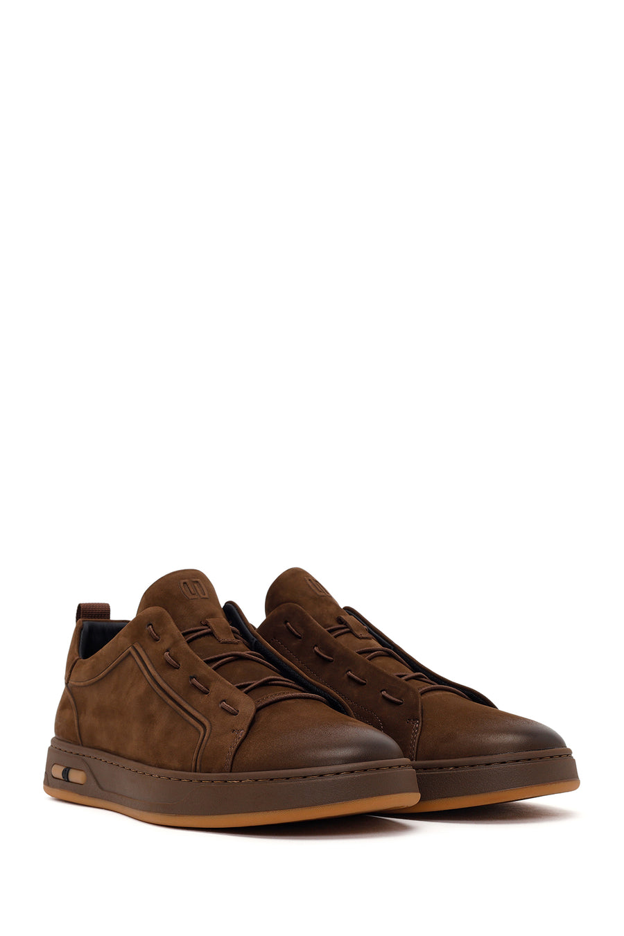 Male Brown Lace-Up Nubuck Leather Sneaker