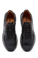 Erkek Siyah Bağcıklı Deri Sneaker | Derimod