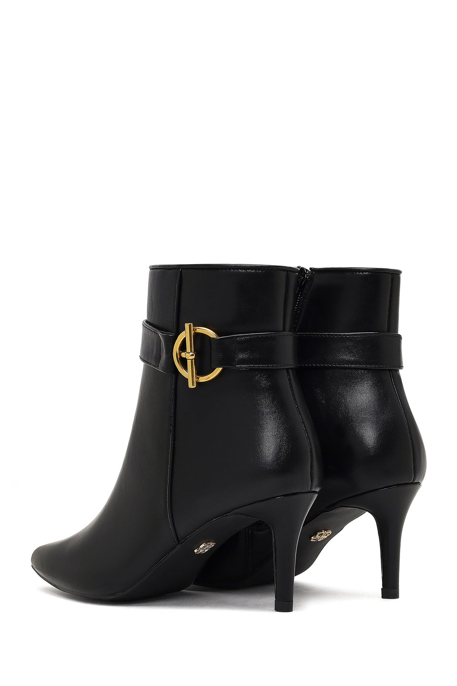 Women's Black Zippered Thin Heeled Boots