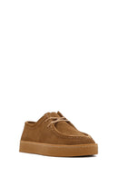 Women's Tan Suede Leather Masculine Shoes | Derimod