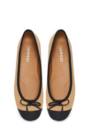 Women's Beige Leather Ballerinas | Derimod