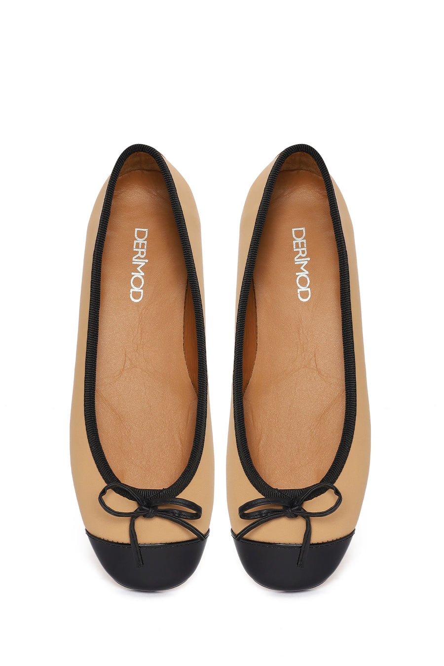 Women's Beige Leather Ballerinas
