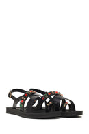 Woman Black Back-Buckled Rhinestone Sandals | Derimod