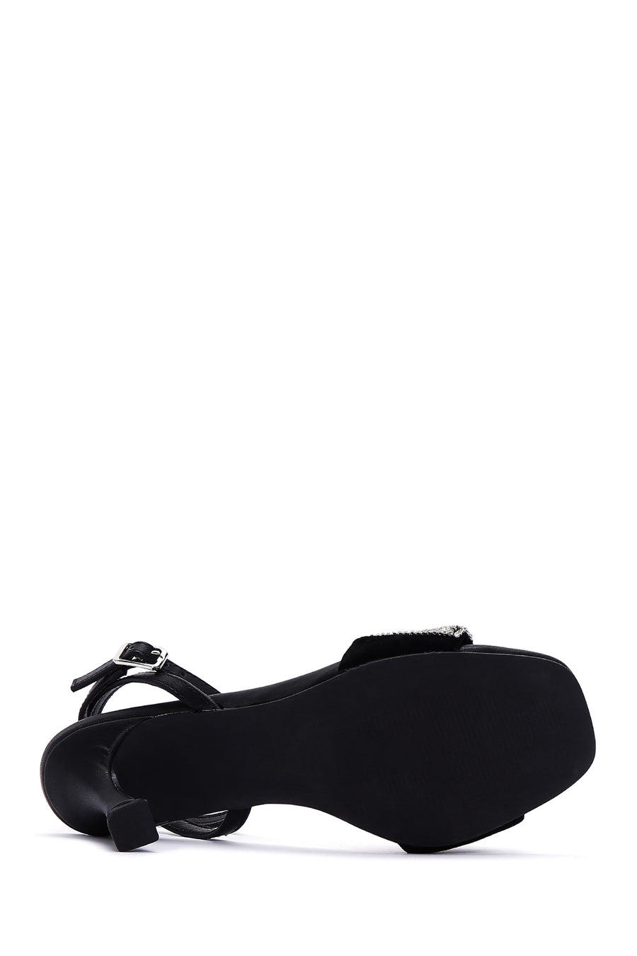 Women's Black Stone Heeled Sandals