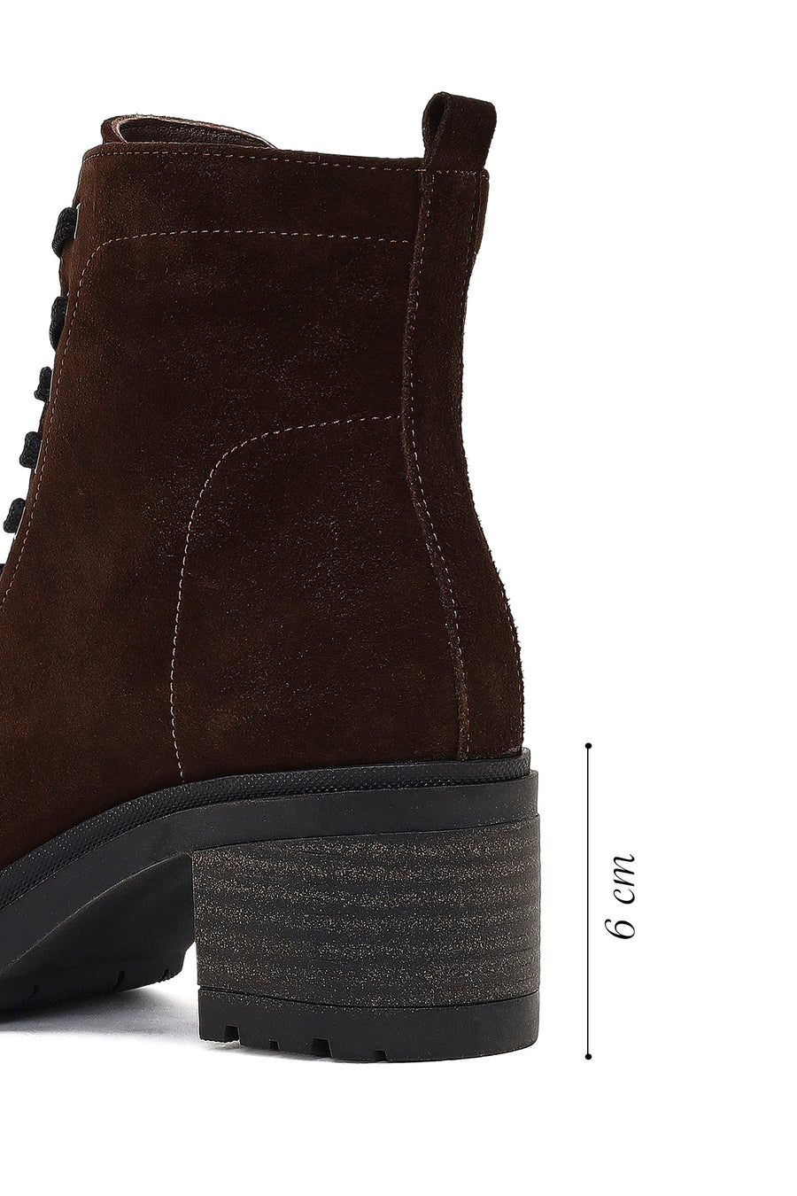 Women's Brown Zippered Thick Heeled Suede Leather Boot
