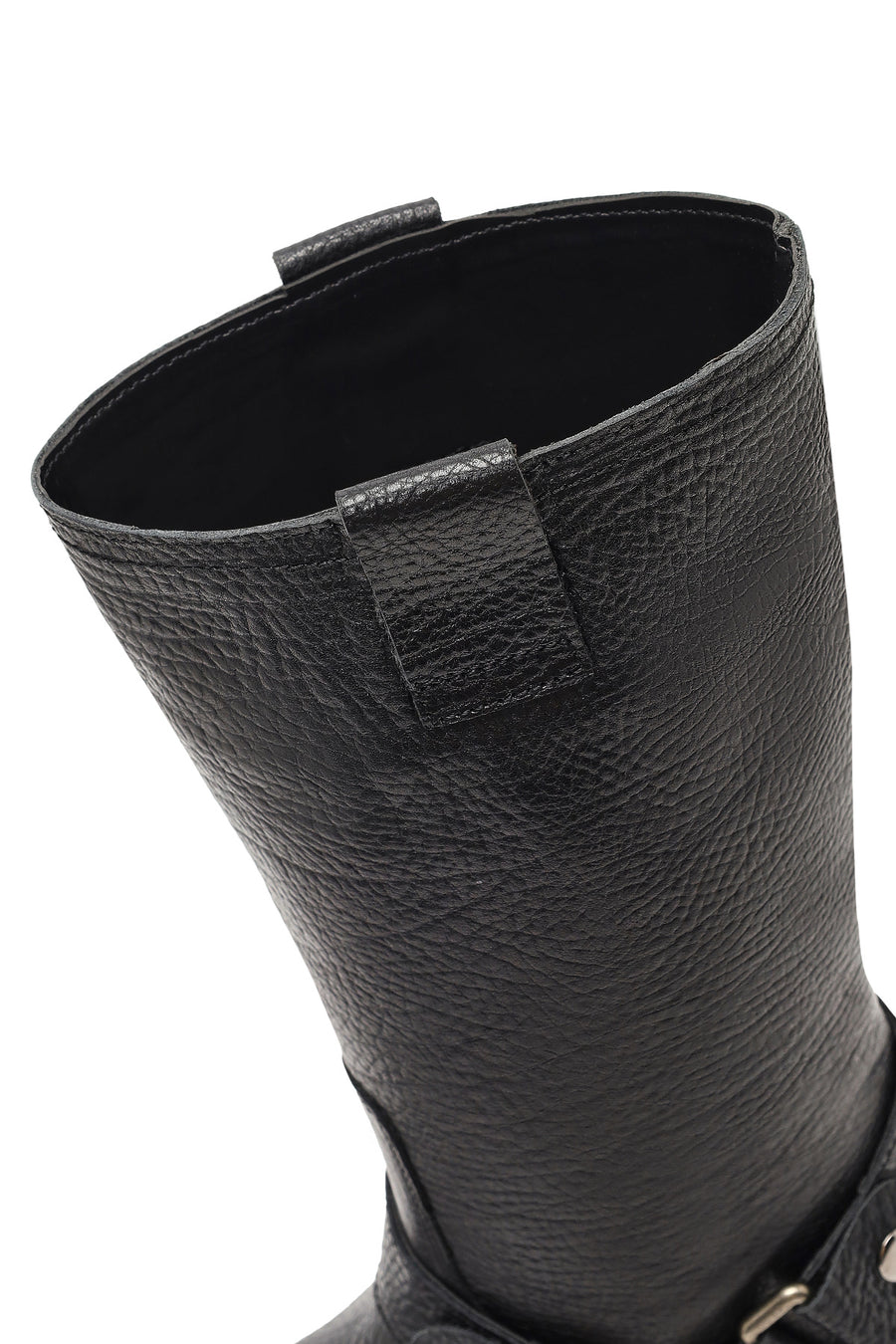 Women's Black Leather Biker Boot