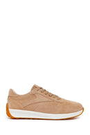 Woman Beige Lace-Up Suede Leather Sneaker | Derimod