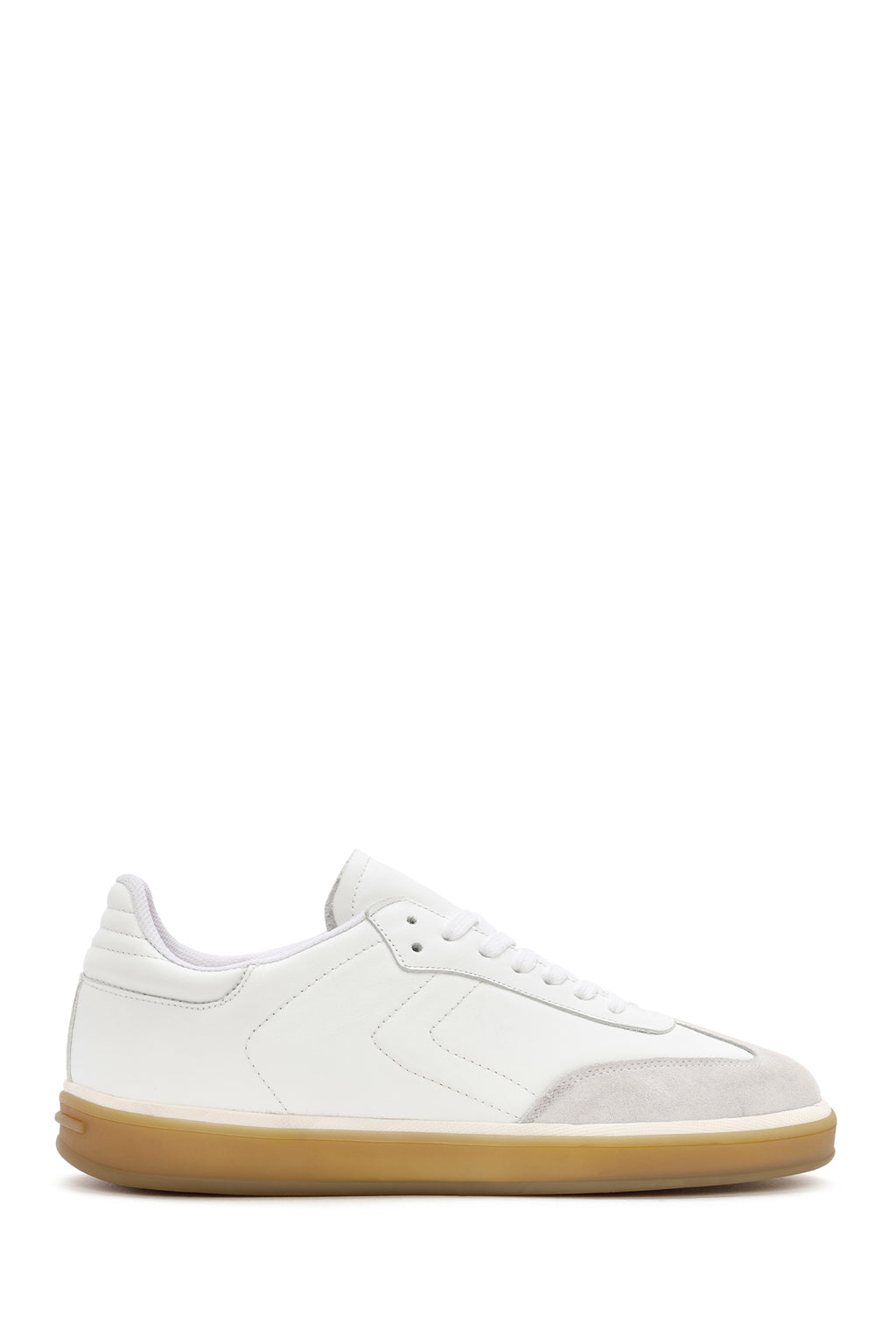 Erkek Beyaz Bağcıklı Deri Sneaker