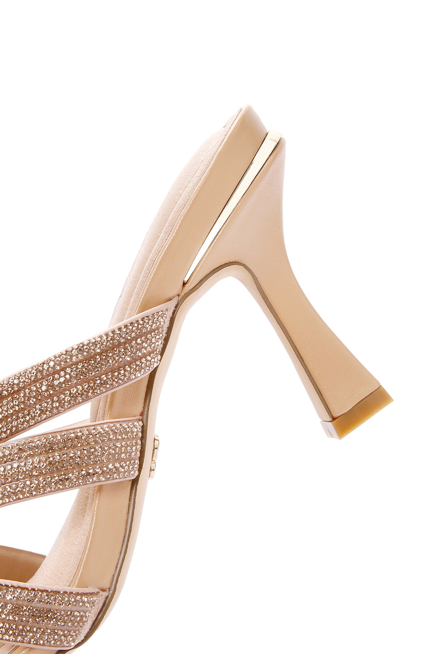 Women's Beige Stone Thin Heeled Slippers