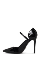 Woman Black Buckled High Thin-Heeled Patent Leather Leather Shoes | Derimod