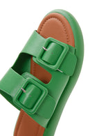 Women's Green Double Buckle Slippers | Derimod