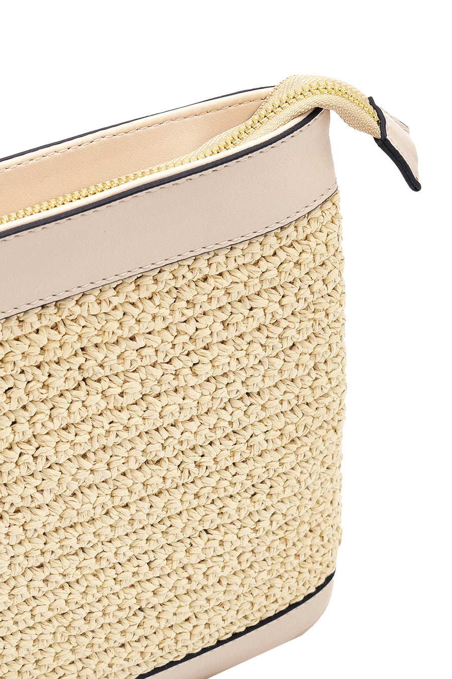 Women's Beige Straw Portfolio Bag
