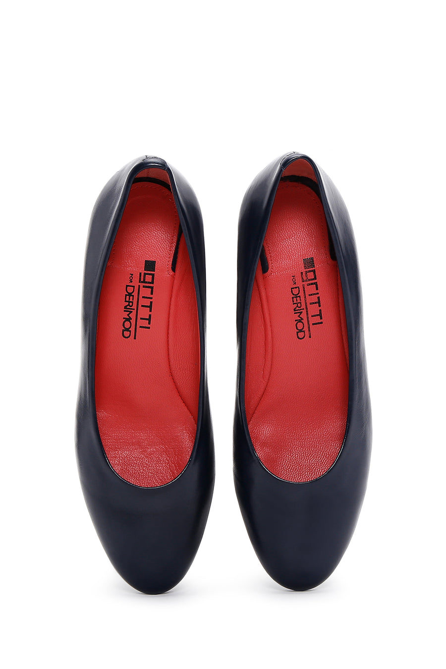 Derimod Gritti Women's Navy Blue Heeled Leather Shoes