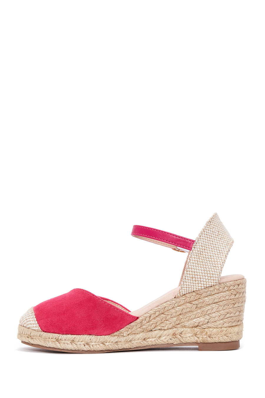 Women's Pink Suede Wedge Heel Espadrille Sandals