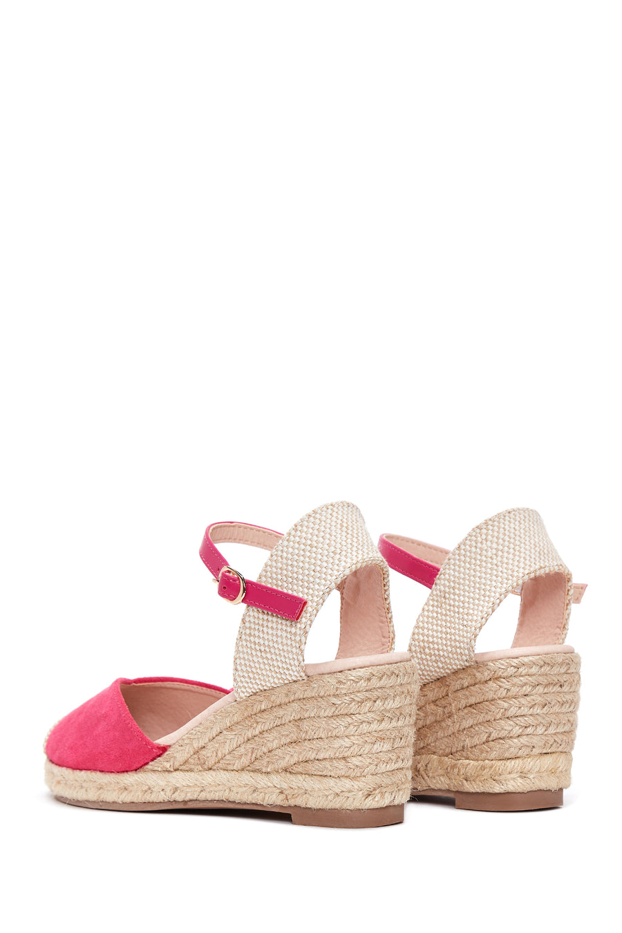 Women's Pink Suede Wedge Heel Espadrille Sandals