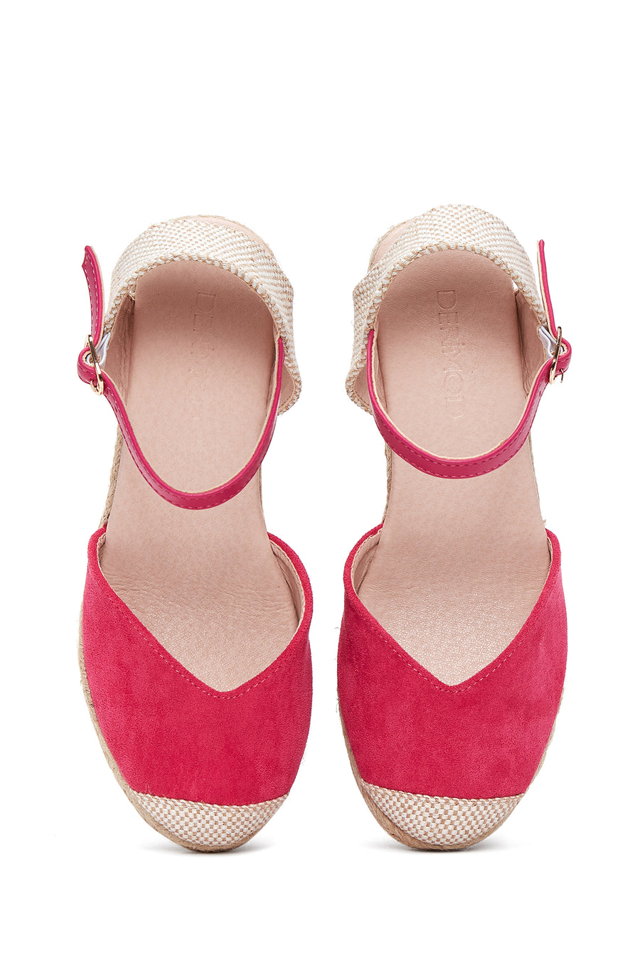 Women's Pink Suede Wedge Heel Espadrille Sandals