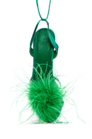 Women's Green Furry Heeled Sandals | Derimod