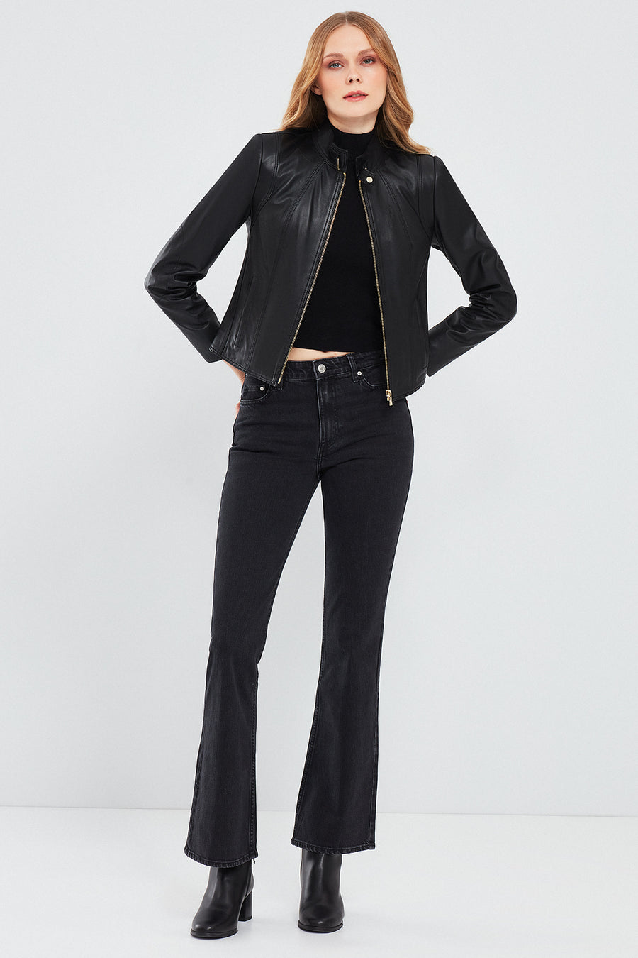 Angie Women's Black Short Leather Jacket