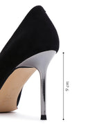 Women's Black Suede Leather Stiletto | Derimod