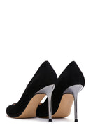 Women's Black Suede Leather Stiletto | Derimod