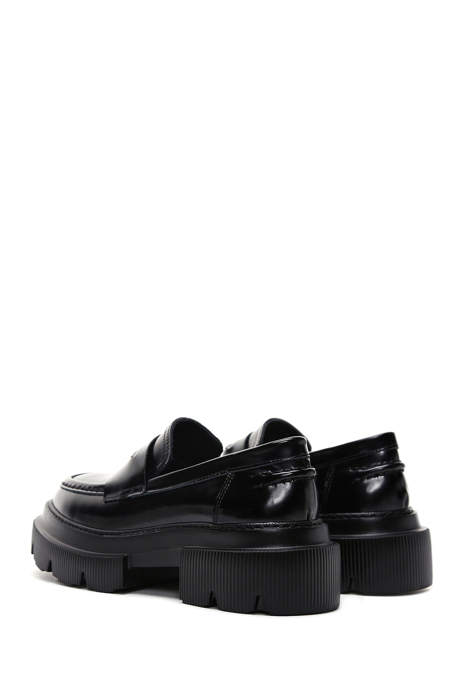 Kadın Siyah Deri Maskülen Loafer