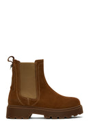 Women's Tan Suede Leather Chelsea Boots | Derimod