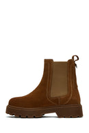 Women's Tan Suede Leather Chelsea Boots | Derimod