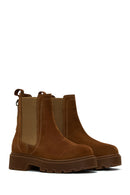 Women's Tan Suede Leather Chelsea Boots | Derimod