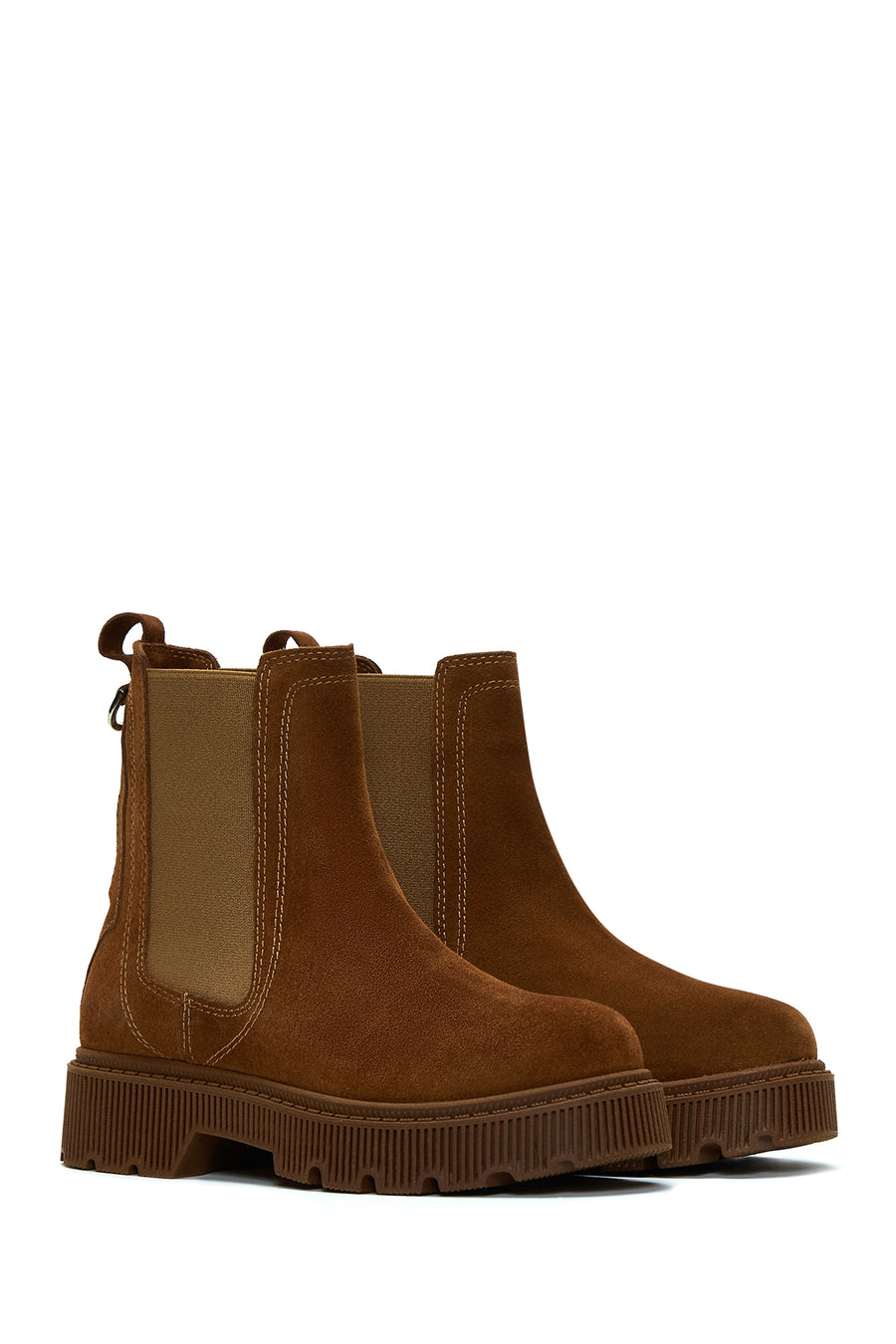 Women's Tan Suede Leather Chelsea Boots