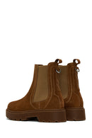 Women's Tan Suede Leather Chelsea Boots | Derimod