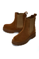 Women's Tan Suede Leather Chelsea Boots | Derimod