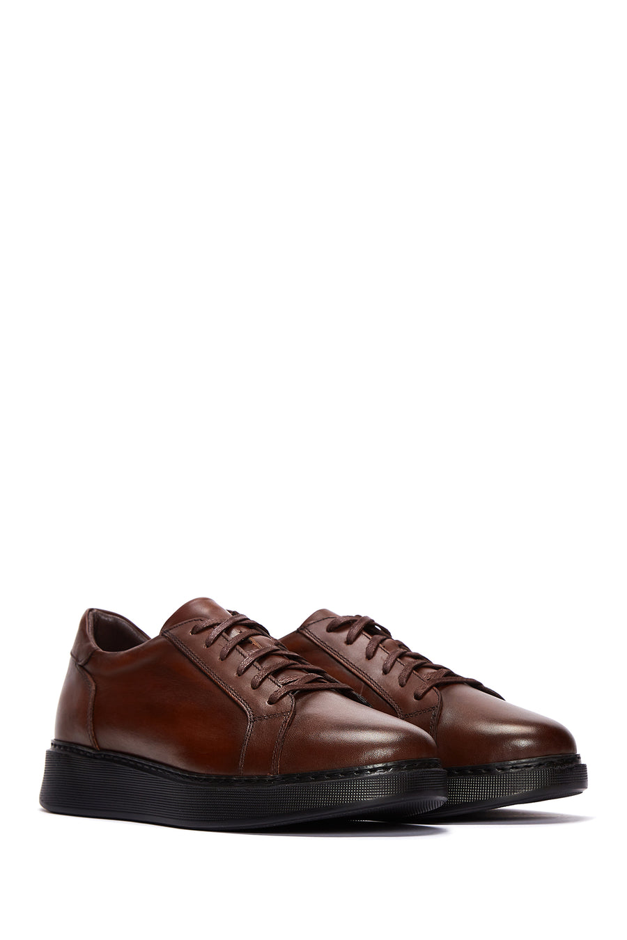 Erkek Kahverengi Deri Casual Sneaker