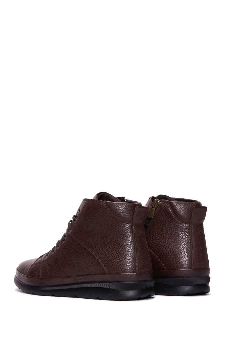 Men's Brown Leather Zippered Boots
