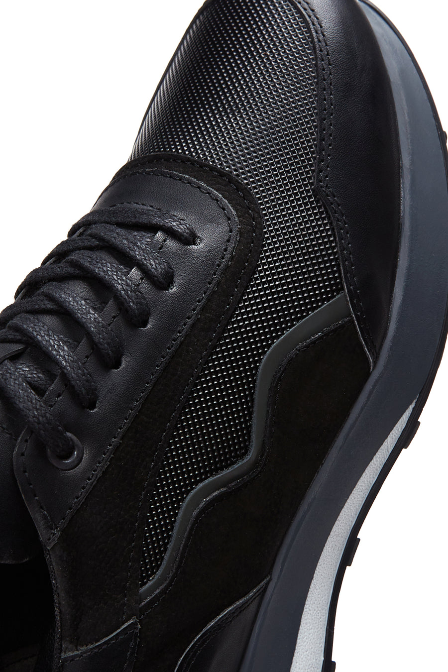 Erkek Siyah Deri Detaylı Sneaker