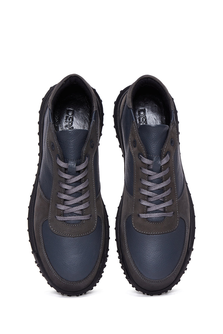 Erkek Gri Deri Sneaker