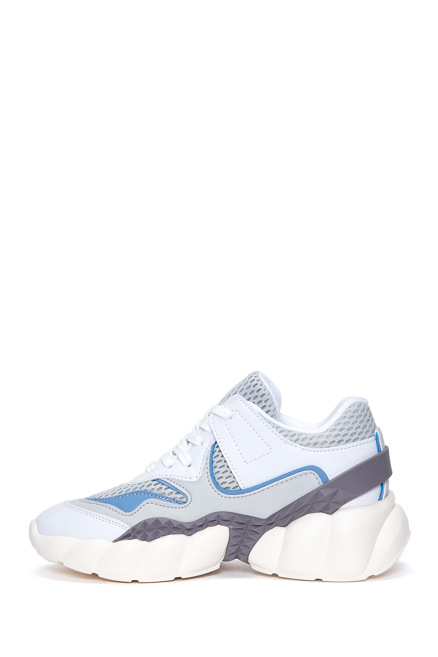 Kadın Mavi Beyaz  Kalın Tabanlı Sneaker