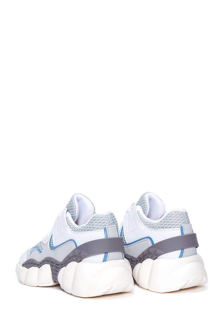 Kadın Mavi Beyaz  Kalın Tabanlı Sneaker