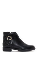 Women's Black Zippered Flat Classic Boots | Derimod