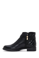 Women's Black Zippered Flat Classic Boots | Derimod
