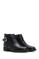 Women's Black Zippered Flat Classic Boots | Derimod