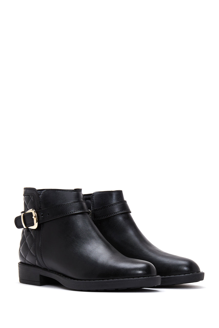 Women's Black Zippered Flat Classic Boots