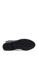 Women's Black Zippered Flat Classic Boots | Derimod
