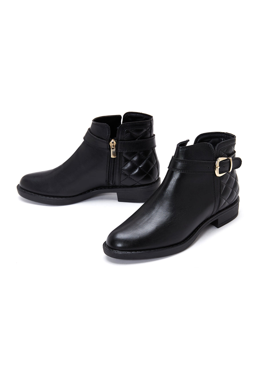 Women's Black Zippered Flat Classic Boots