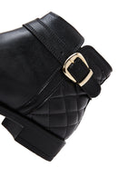 Women's Black Zippered Flat Classic Boots | Derimod