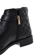 Women's Black Zippered Flat Classic Boots | Derimod