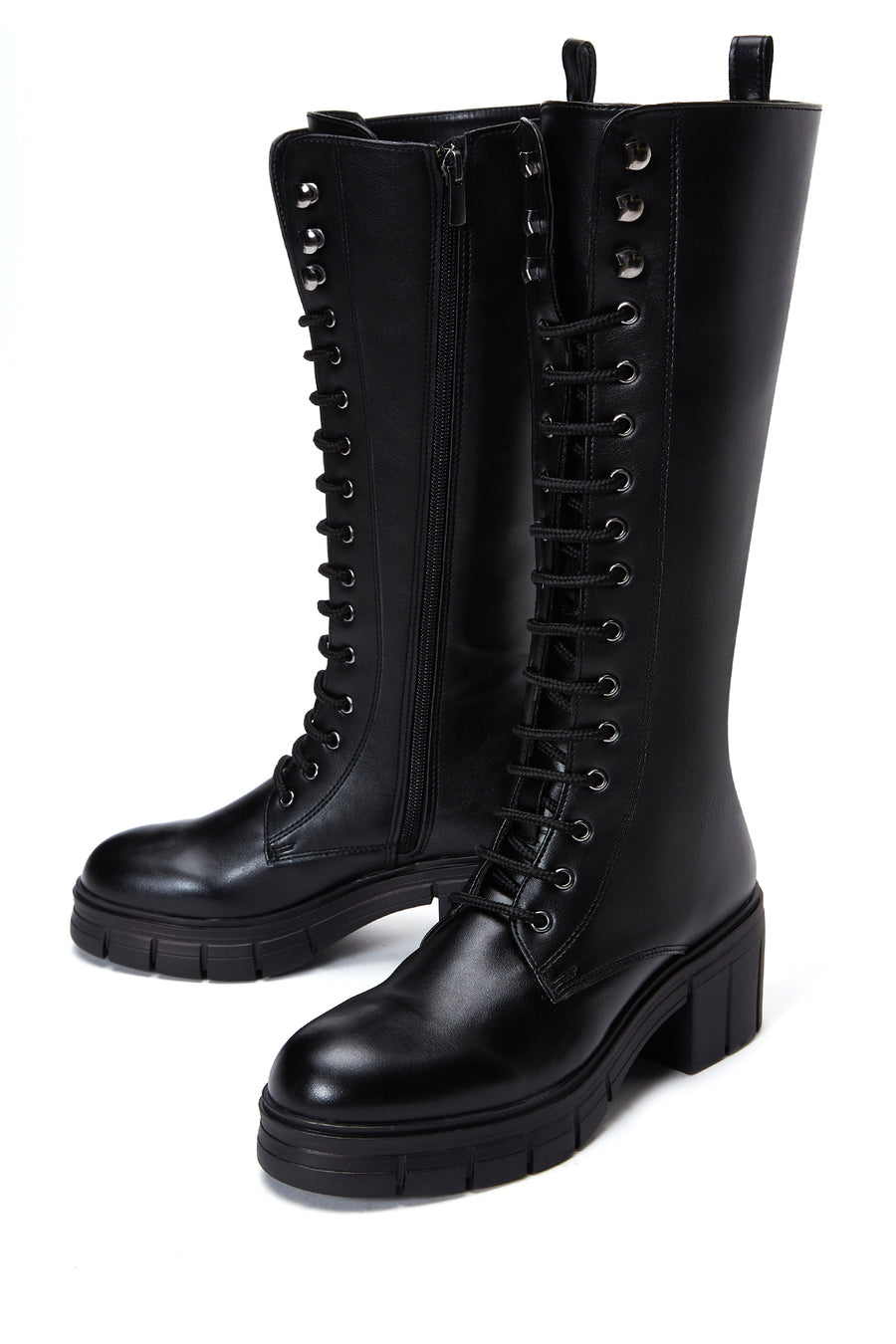 Women's Black Lace-Up Boots